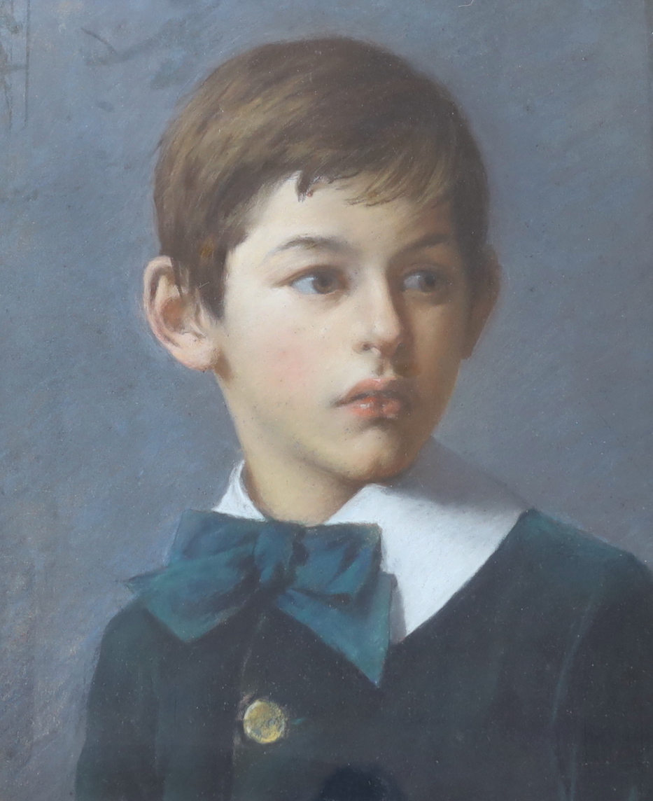 An early 20th century School, pastel, Portrait of a boy, 37 x 31cm